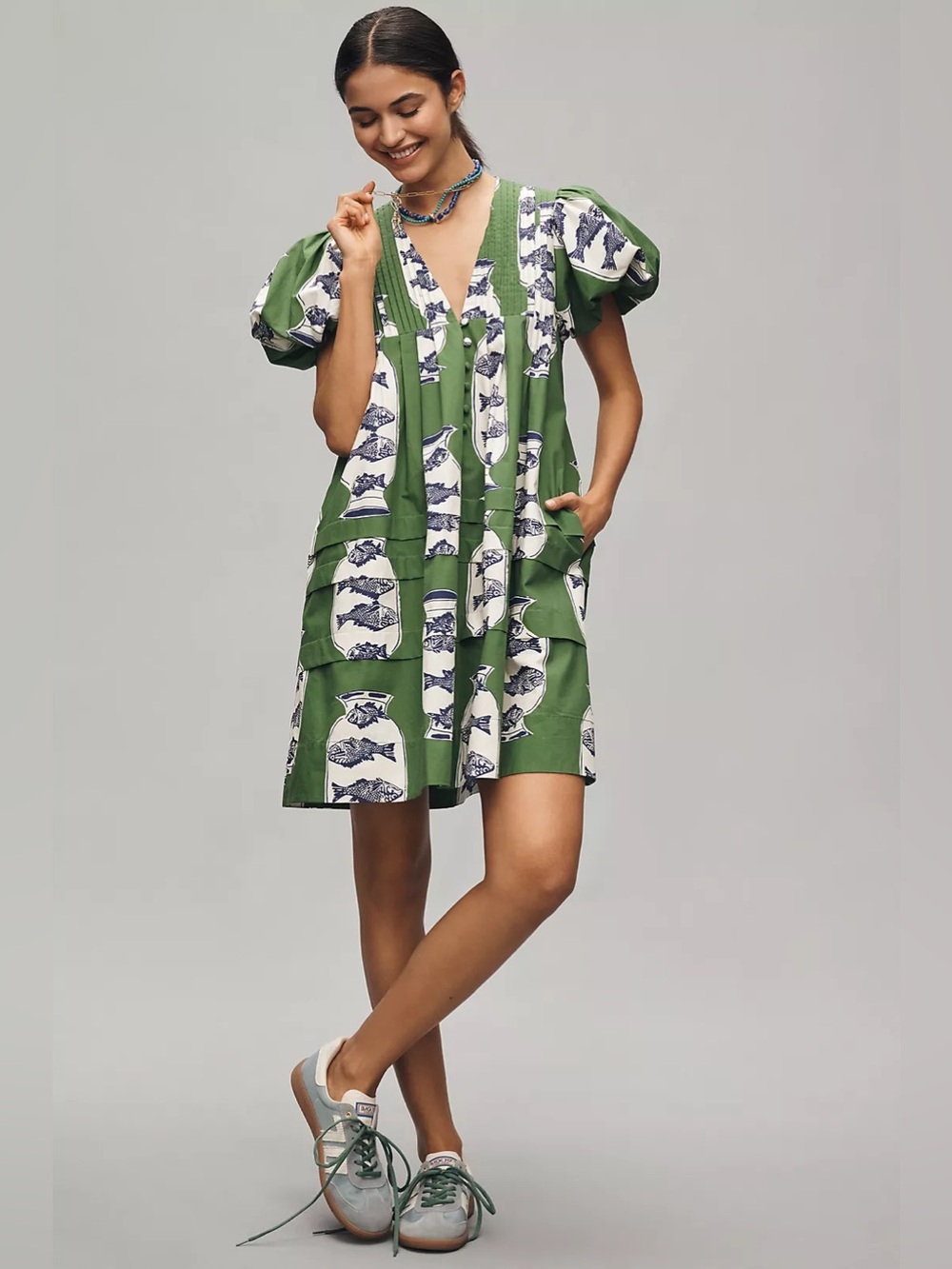 New Anthropologie Hunter Bell Wilkes Puff-Sleeve Babydoll Dress Size Small